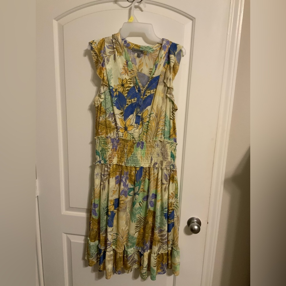 Floral Sleeveless Dress with Ruffle Details